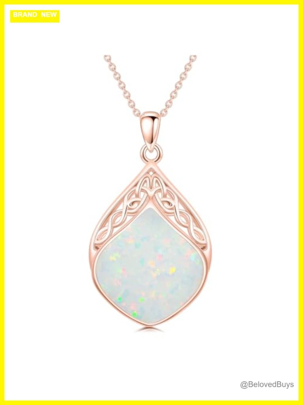 Gemstone Necklace Teardrop Celtic Knot Pendant Gold Plated